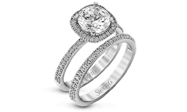 Simon G. 0.50 ctw Bridal Set 18k White Gold Round Cut Engagement Ring - MR1840-A-W-18KSET