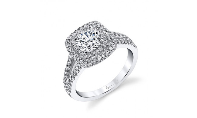 0.46tw Semi-Mount Engagement Ring With 1ct Round/Cushion Halo - s1390 rch