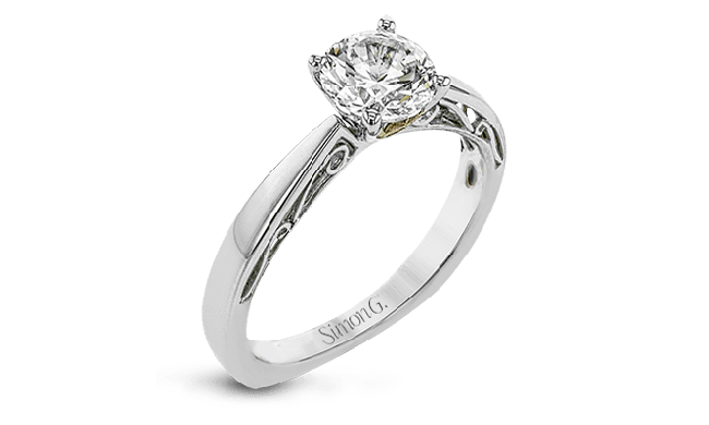 Simon G. Straight 18k White Gold Round Cut Engagement Ring - MR2955-W-18KS