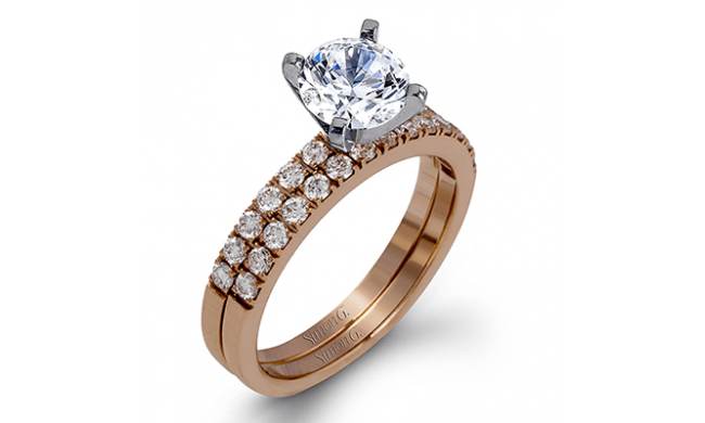 Simon G. 0.58 ctw Bridal Set 18k Rose Gold Round Cut Engagement Ring - MR1686-R-18KSET