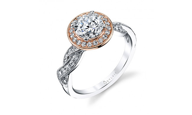 0.36tw EngagEmeraldet Ring With 1ct Round Head Two Tone - sy897 tt