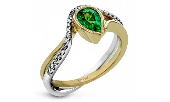 Simon G. Color Ring 18k Gold (White, Yellow) 0.59 ct Emerald 0.15 ct Diamond - MR3001-18K-S