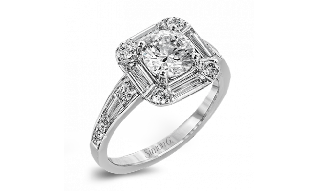Simon G. Bridal Set 18k White Gold Round Cut Engagement Ring - MR2620-W-18KS