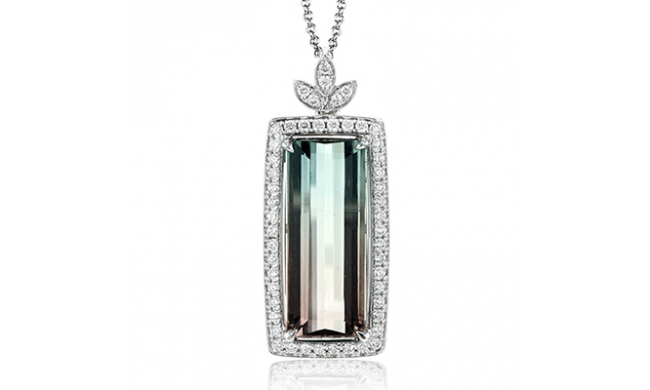 Simon G. Color Pendant 18k Gold (White) 4.62 ct Watermelon Tourmaline 0.3 ct Diamond - LP4500-18K-S