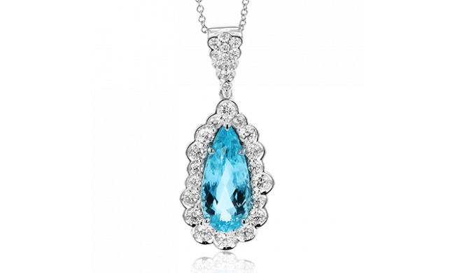 Simon G. Color Pendant 18k Gold (White) 3.25 ct Paraiba Tourmaline, Paraiba 1.05 ct Diamond - LP3016-18KW