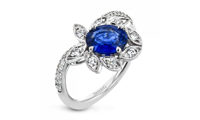 Simon G. Color Ring 18k Gold (White) 1.37 ct Sapphire 0.35 ct Diamond - MR3063-18K