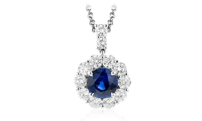 Simon G. Color Pendant 18k Gold (White) 1.14 ct Sapphire 0.73 ct Diamond - MP2047-18K-S