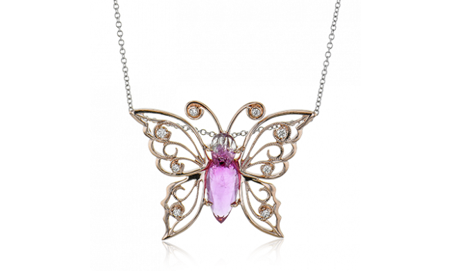 Simon G. Color Pendant 18k Gold (Rose) 2.16 ct Watermelon Tourmaline 0.09 ct Diamond - LP4846-18KR