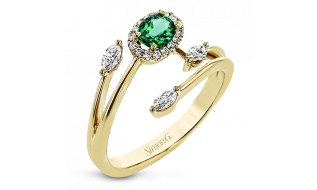 Simon G. Color Ring 18k Gold (White, Yellow) 0.44 ct Emerald 0.06 ct Diamond - LR2265-Y-18K-S