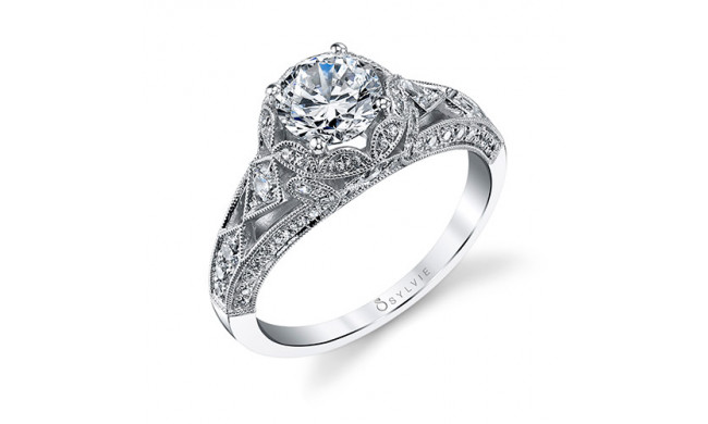 0.64tw Semi-Mount Engagement Ring With 1ct Round Head - s1212