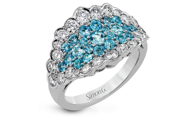 Simon G. Color Ring 18k Gold (White) 0.87 ct Paraiba Tourmaline 1.35 ct Diamond - LR2468-18K