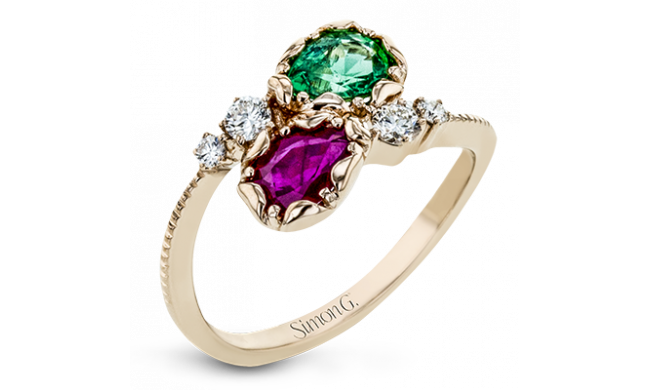 Simon G. Color Ring 18k Gold (Rose) 1.36 ct Tsavorite, Sapphire 0.27 ct Diamond - LR2411-18K-S