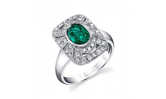 1.76tw Semi-Mount Engagement Ring With 1.20ct Oval Emerald - s1228 em