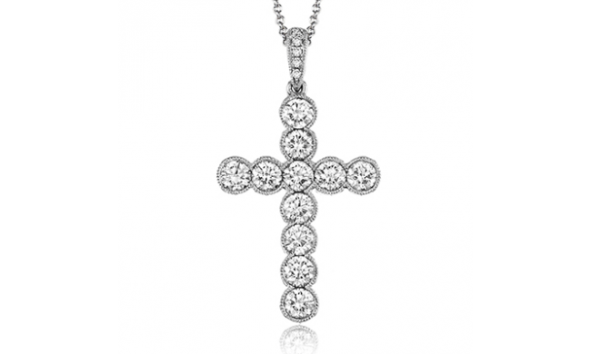 Simon G. Cross Pendant 18k Gold (White) 1.53 ct Diamond - NP204-18K