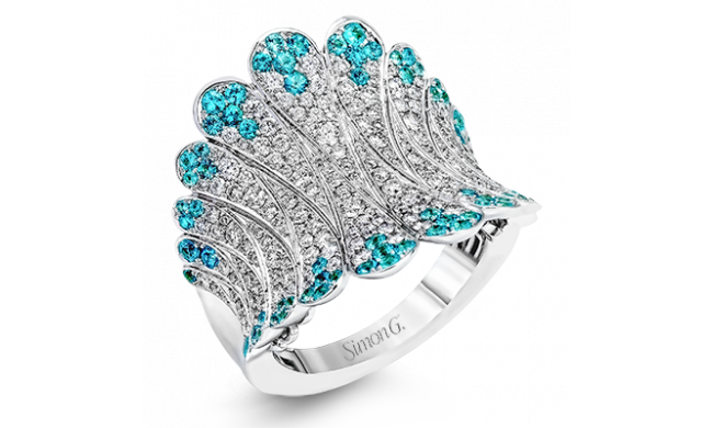 Simon G. Color Ring 18k Gold (White) 0.65 ct Paraiba Tourmaline 1.1 ct Diamond - LP2273-A-18K