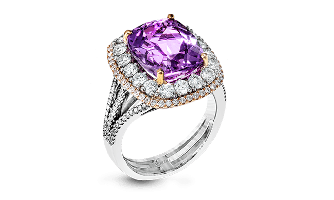 Simon G. Color Ring 18k Gold (Rose, White) 6.68 ct Kunzite 1.26 ct Diamond - MR2557-A-18K-S