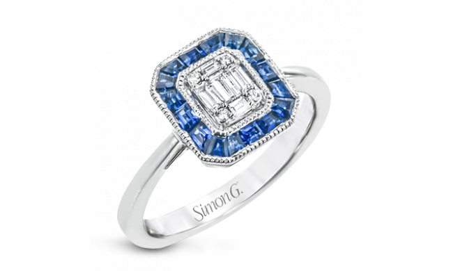 Simon G. Color Ring 18k Gold (White) 0.61 ct Sapphire 0.18 ct Diamond - LR2200-18K