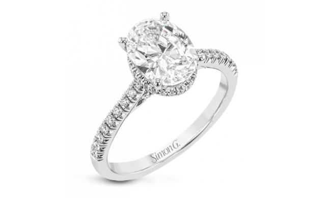 Simon G. 0.32 ctw Halo 18k White Gold Oval Cut Engagement Ring - LR2345-W-18KS