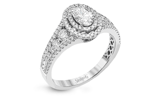 Simon G. 0.68 ctw Halo 18k White Gold Oval Cut Engagement Ring - MR2588-W-18KS