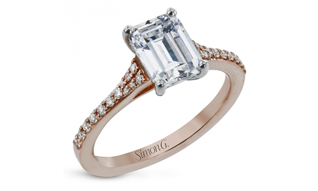 Simon G. Straight 18k Rose Gold Emerald Cut Engagement Ring - LR2507-R-18KS