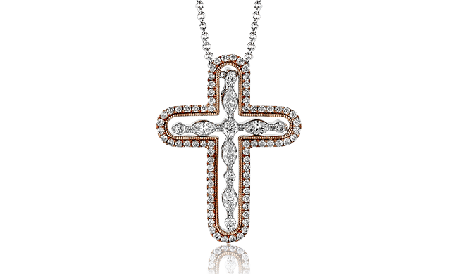 Simon G. Cross Pendant 18k Gold (Rose, White) 0.5 ct Diamond - PP117-18K