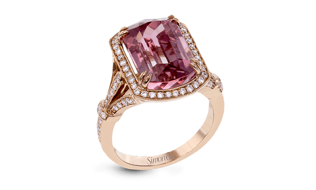 Simon G. Color Ring 18k Gold (Rose) 8.89 ct Watermelon Tourmaline 0.55 ct Diamond - TR625-18K-S