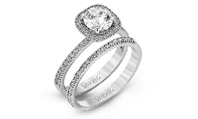 Simon G. 0.46 ctw Bridal Set 18k White Gold Round Cut Engagement Ring - MR1842-A-W-18KSET