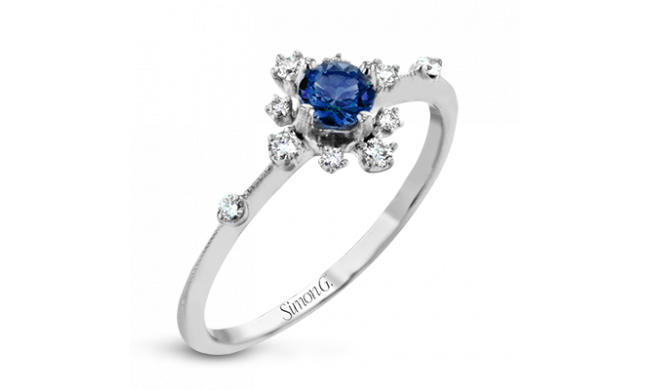 Simon G. Color Ring 18k Gold (White) 0.28 ct Sapphire 0.13 ct Diamond - LR2250-18K