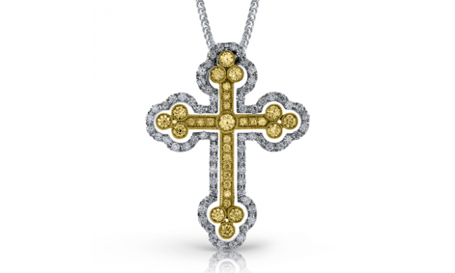 Simon G. Cross Pendant 18k Gold (White, Yellow) 1.44 ct Diamond - LP4075-18K