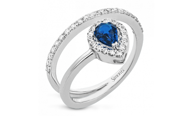 Simon G. Color Ring 18k Gold (White) 0.54 ct Sapphire 0.33 ct Diamond - LR2334-18K