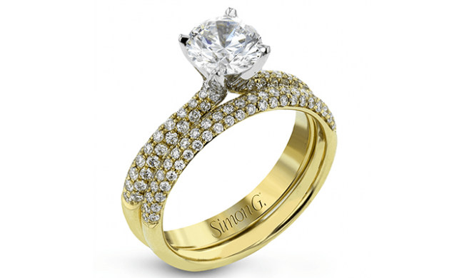 Simon G. Bridal Set 18k Yellow Gold Round Cut Engagement Ring - TR431-Y-18KSET