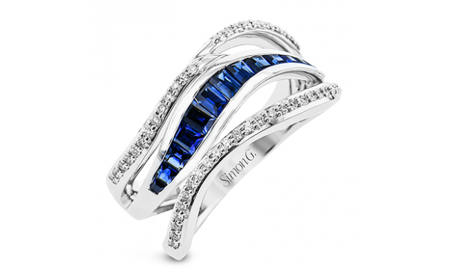 Simon G. Right Hand Ring 18k Gold (White) 0.78 ct Sapphire 0.25 ct Diamond - LR2972-18K