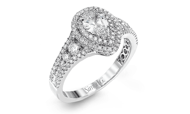 Simon G. 0.68 ctw Halo 18k White Gold Pear Cut Engagement Ring - MR2592-W-18KS