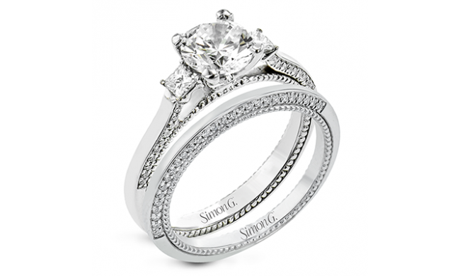 Simon G. Bridal Set 18k White Gold Princess Cut Engagement Ring - LR2149-W-18KSET