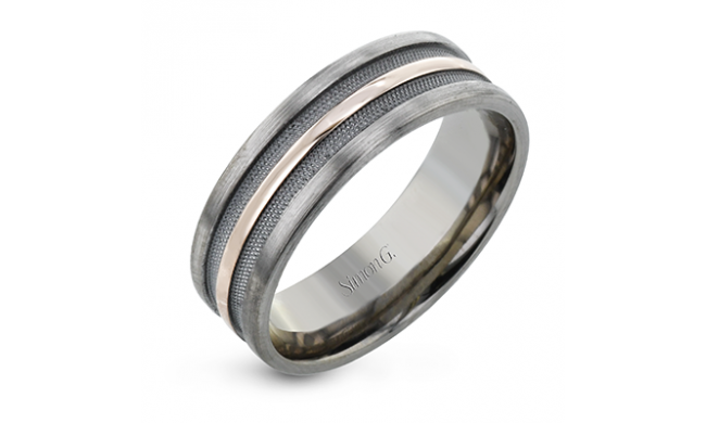 Simon G Men Ring 18k Gold Gray And (Gray, Rose) - LR2638-18KG