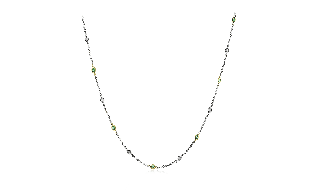 Simon G. Necklace 18k Gold (White, Yellow) 1.32 ct Emerald 1.18 ct Diamond - CH107-18K