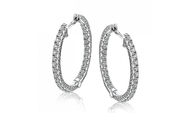 Simon G. Hoop Earring 18k Gold (White) 1 ct Diamond - LE4596-18K