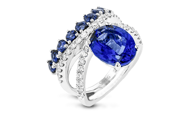 Simon G. Color Ring 18k Gold (White) 6.44 ct Tanzanite, Sapphire 0.76 ct Diamond - LR1147-18K-S