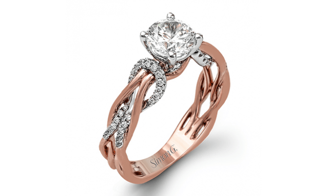 Simon G. 0.17 ctw Criss Cross 18k Rose Gold Round Cut Engagement Ring - MR2514-R-18KS