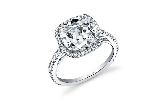 0.47tw Semi-Mount Engagement Ring With 5ct Cushion Head - sy395 cu