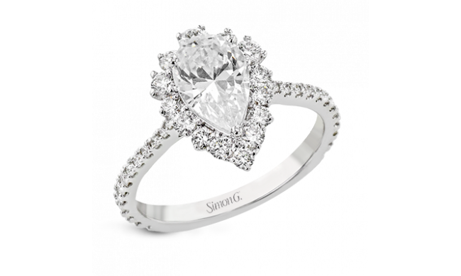 Simon G. Halo 18k White Gold Pear Cut Engagement Ring - LR2848-W-18KS