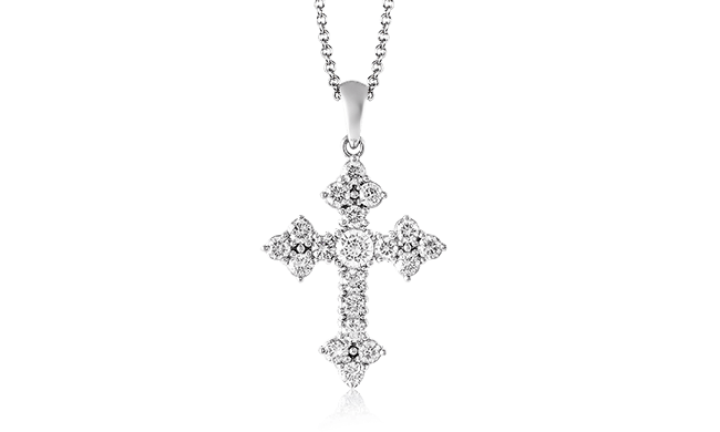 Simon G. Cross Pendant 18k Gold (White) 0.47 ct Diamond - PP115-18K