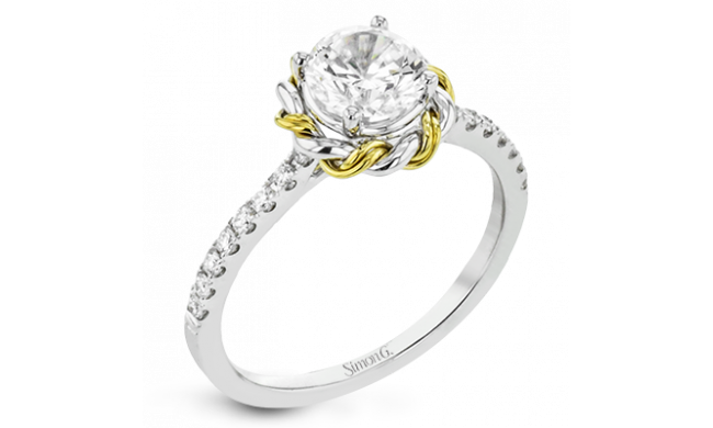 Simon G. Bridal Set 18k White Gold Round Cut Engagement Ring - LR2859-W-18KS