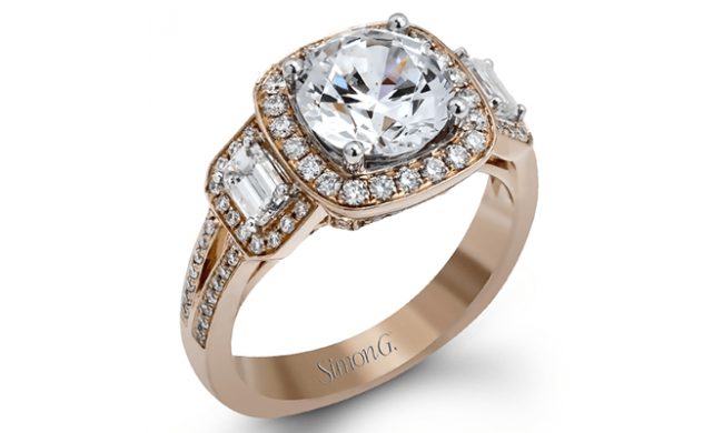 Simon G. Halo 18k Rose Gold Round Cut Engagement Ring - TR484-R-18KS
