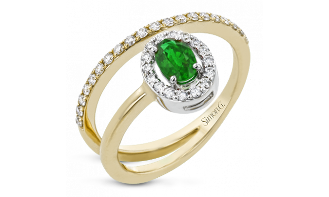 Simon G. Color Ring 18k Gold (White, Yellow) 0.41 ct Emerald 0.33 ct Diamond - LR2336-Y-18K