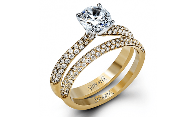 Simon G. Bridal Set 18k Rose Gold Round Cut Engagement Ring - TR431-R-18KSET