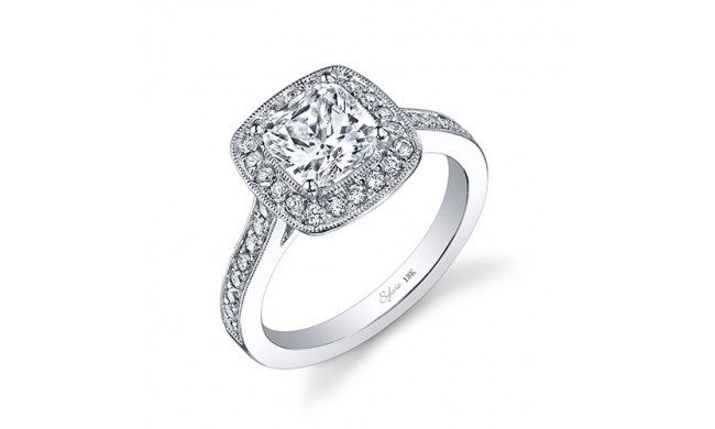 0.42tw Semi-Mount Engagement Ring With 6.5X6.5 Cushion Head - sy865 cu
