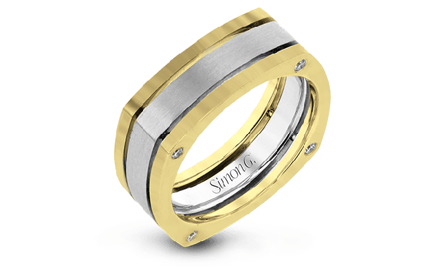 Simon G. Men Ring 18k Gold (White, Yellow) 0.15 ct Diamond - LG168-18K