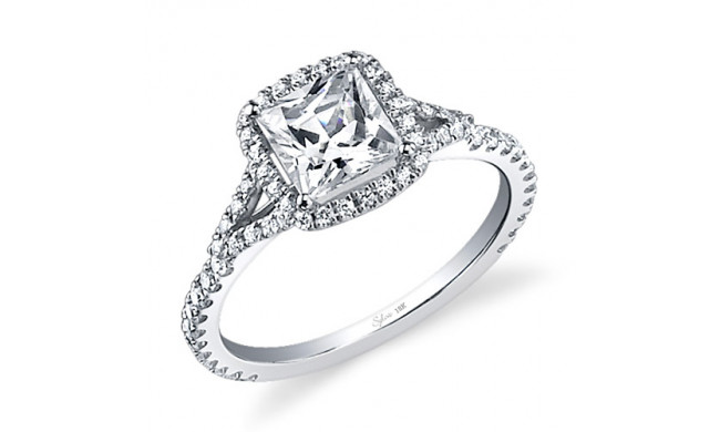 0.39tw Semi-Mount Engagement Ring With 1ct Princess Head - sy595