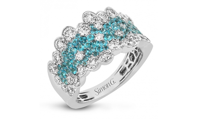 Simon G. Color Ring 18k Gold (White) 0.62 ct Paraiba Tourmaline 1.91 ct Diamond - LR1169-18K